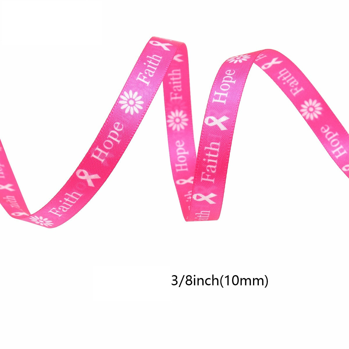 10mm Double-Sided Ribbon for Breast Cancer Awareness 10 Pack