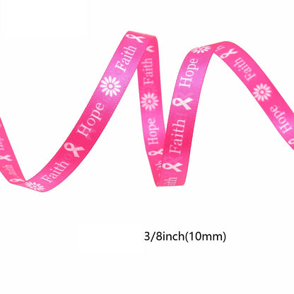 10mm Double-Sided Ribbon for Breast Cancer Awareness 10 Pack