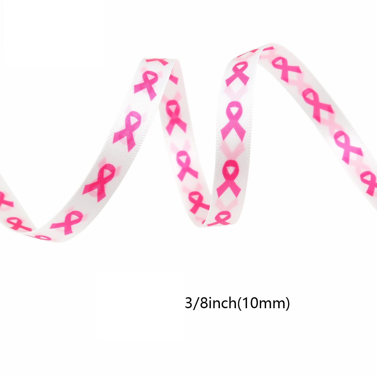 10mm Double-Sided Ribbon for Breast Cancer Awareness 10 Pack