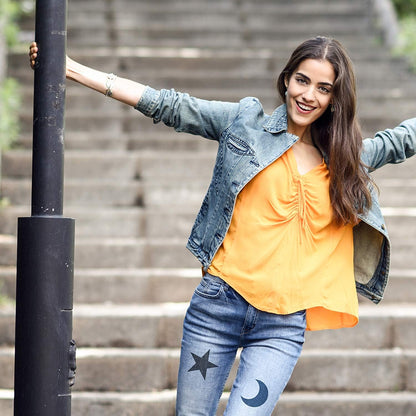 4,9 tum järn på denim lappar reparationssats för kläder jeans jackor 30 stycken