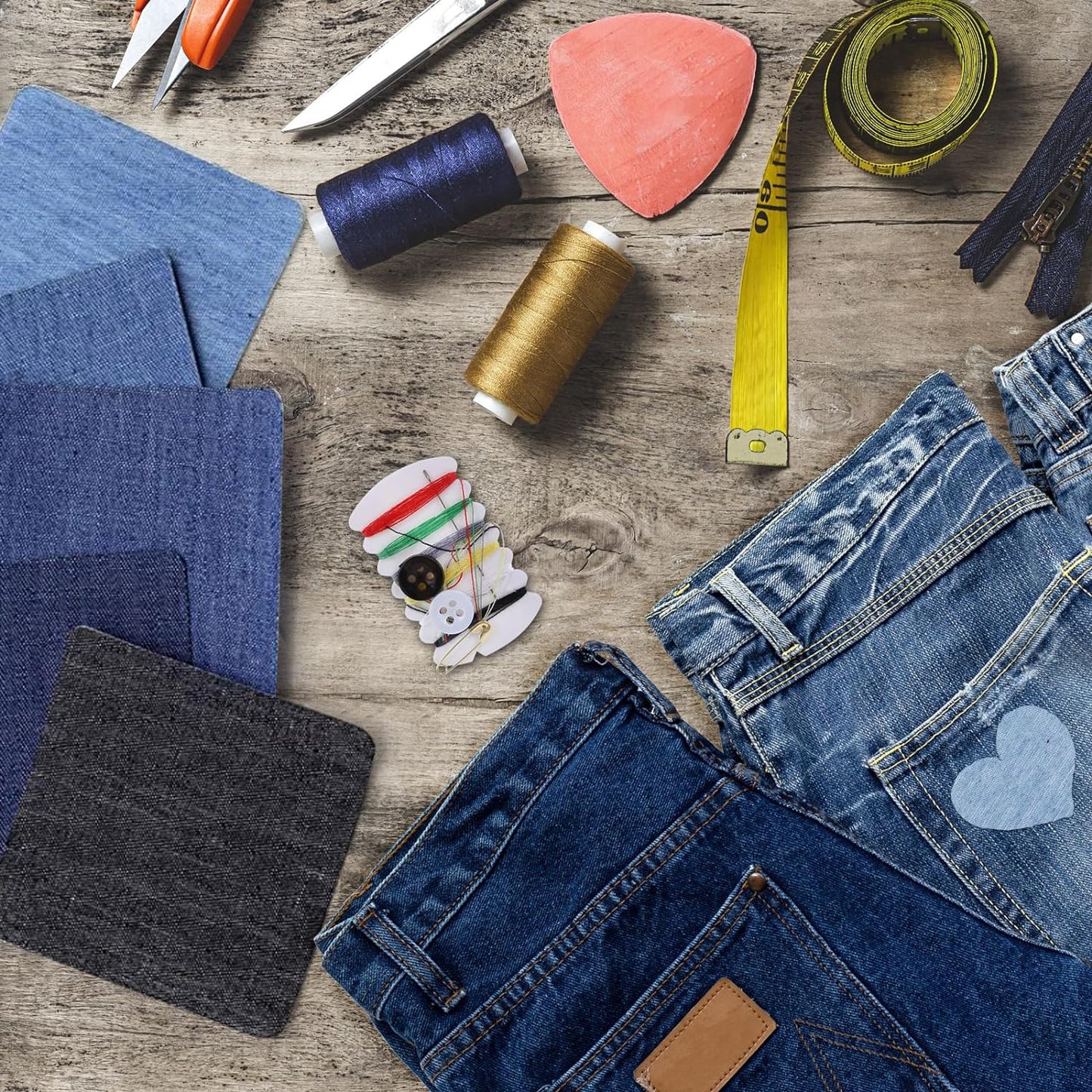 25 Piezas de Parches de Denim para Planchar Kits de Reparación para Ropa Jeans