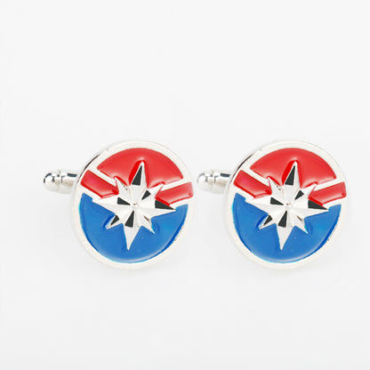 Boutons de manchette en forme de logo Captain Marvel de 2 cm pour poignets français