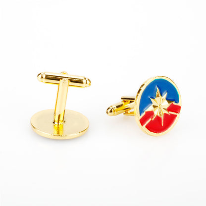 Boutons de manchette en forme de logo Captain Marvel de 2 cm pour poignets français