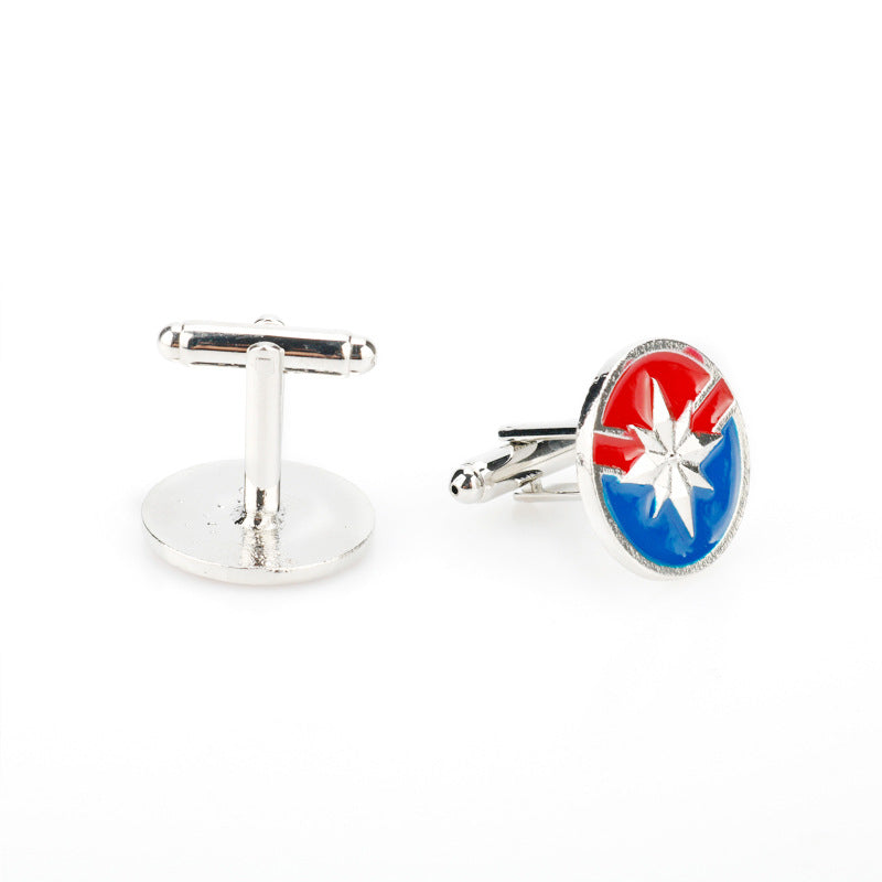 Boutons de manchette en forme de logo Captain Marvel de 2 cm pour poignets français