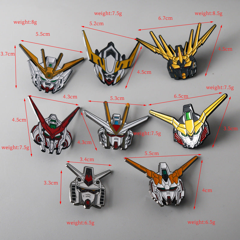 Anime Gundam Metal Badge Brosje 8 Pakke