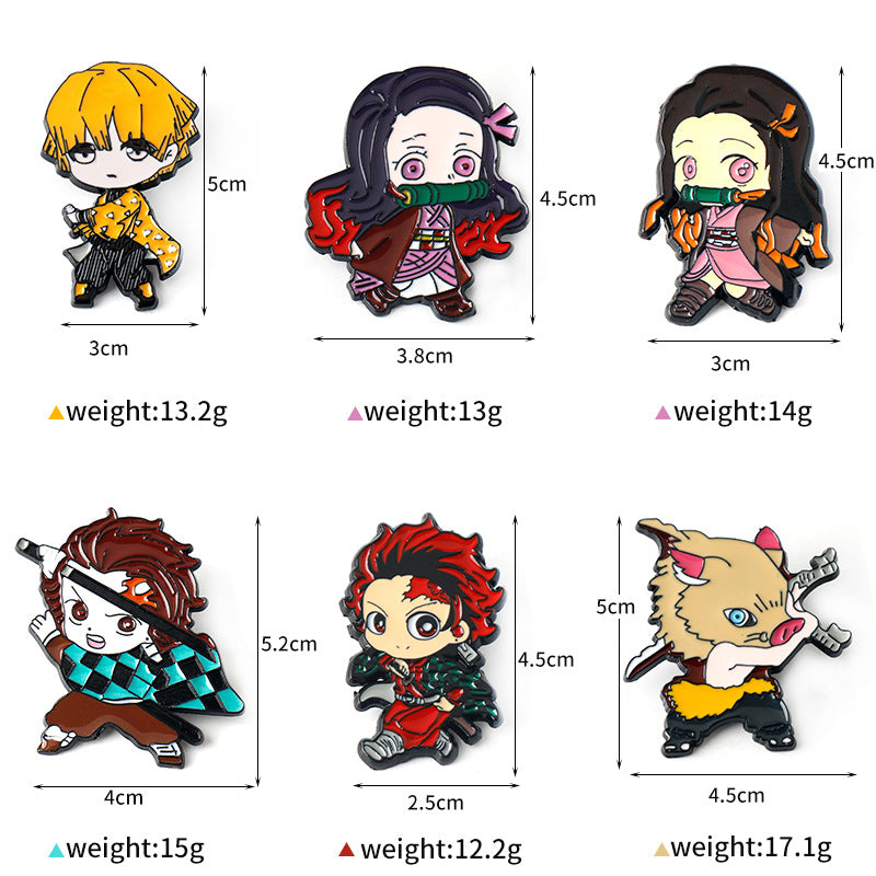 Demon Slayer Kimetsu no Yaiba Metallbrosch Pin 6 Set