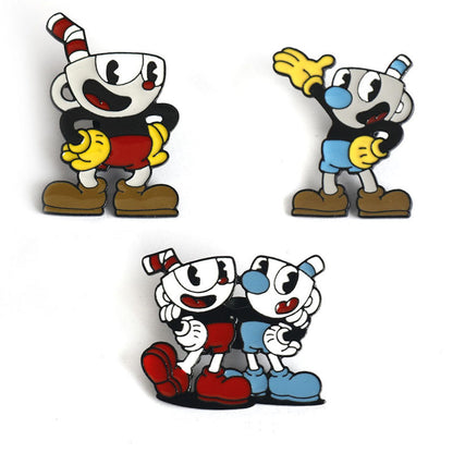 Pack de 3 Pin de Metal de Cuphead y Mugman