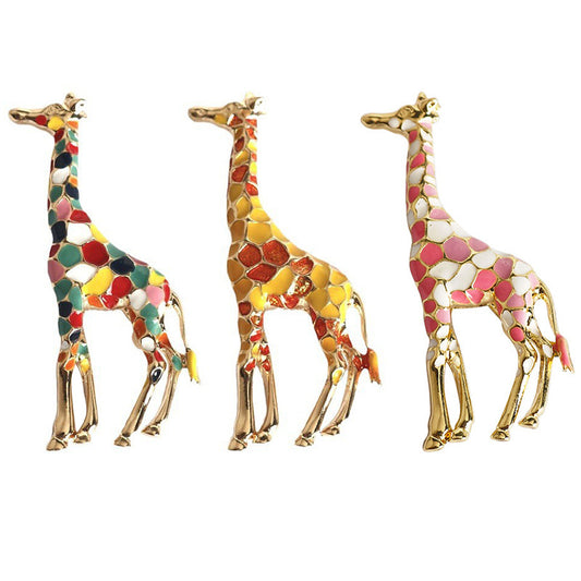 Vibrant Giraffe Alloy Brooch Pin 3 Pack