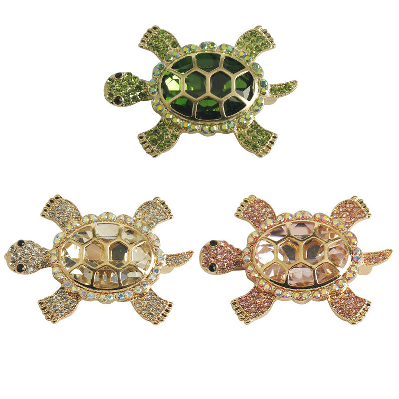 Glittering Turtle Brooch - Enchanting Animal Pin with Diamonds 3 Pack