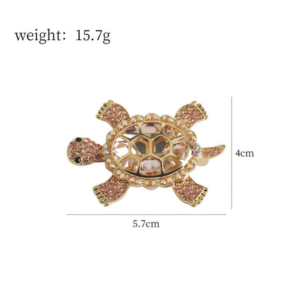 Spilla a forma di tartaruga scintillante - Spilla animale incantevole con diamanti 3 pezzi