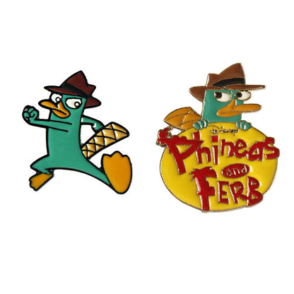 Conjunto de 2 Broches de Metal do Ornitorrinco de Boca de Pato Phineas e Ferb