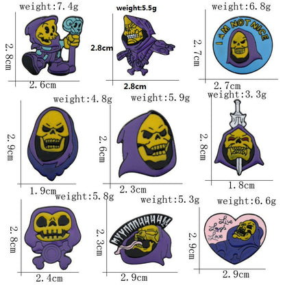 Paquete de 9 Broches de Aleación de Calavera Rey con Turbante Morado de Halloween