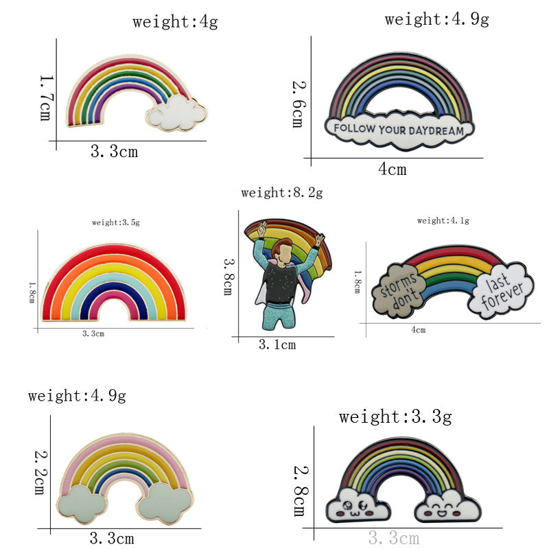 Ensemble de 7 broches en métal Pont Arc-en-ciel