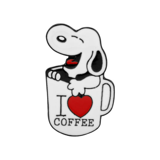 Broche en métal Snoopy Mug Love Hearts 4PCS