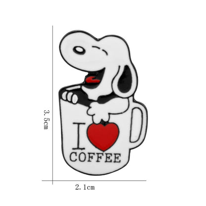 Snoopy Caneca Corações de Amor Alfinete de Metal 4PCS