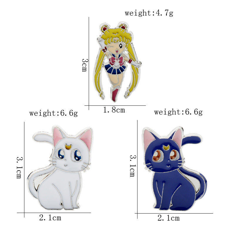 Sailor Moon Luna Pisara Metalli Rintaneula 3 Pakkaus