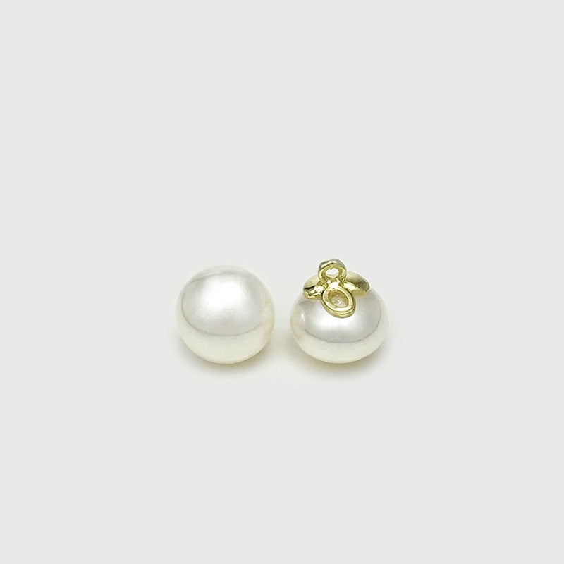 Botones de perla ovalados de 10 mm con lazo dorado para camisas y vestidos de seda, 20 piezas