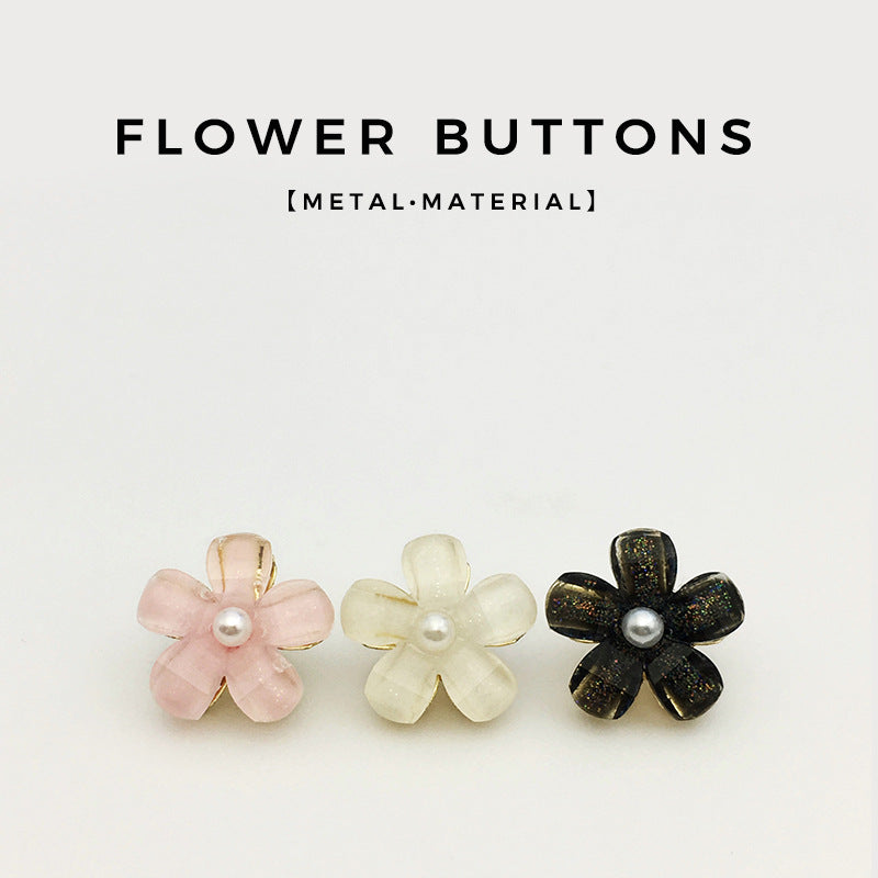 11mm-20mm Flower Pearl Metal Buttons for Children's Tops 12pcs