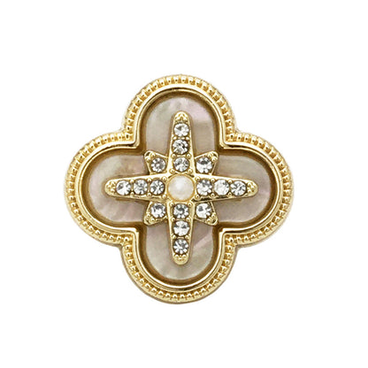 17.5mm/22.5mm Metal Clover Diamond-Embellished Buttons 10pcs