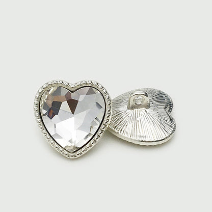 High-Shank Hand-Sewn Heart-Shaped Diamond Metal Buttons 10pcs