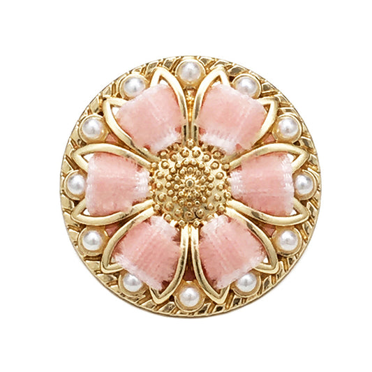 17,5/20/22,5mm Pink Floral Perlen Runde Goldene Metallknöpfe 12 Stück