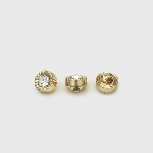 8mm Golden Metal Diamond-Embedded Shirt Buttons with Shank 20pcs