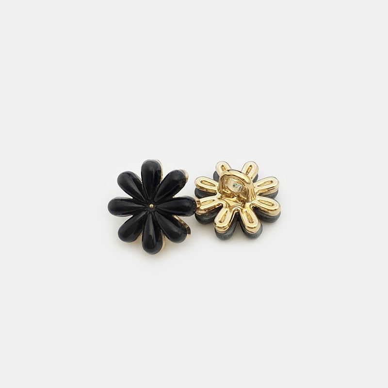 11.5mm Vintage Black & White Daisy Flower Metal Buttons 20pcs