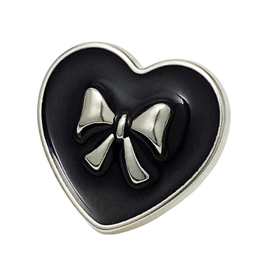 15/17.5/20/22.5mm Black White Heart-Shaped Bow Metal Buttons 20pcs