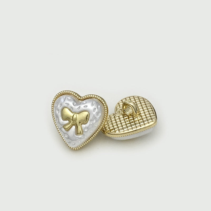 Botones de metal en forma de corazón de doble tono de 15 mm para suéter 12 piezas