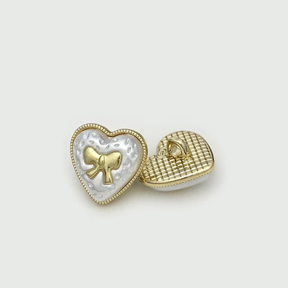 Botones de metal en forma de corazón de doble tono de 15 mm para suéter 12 piezas