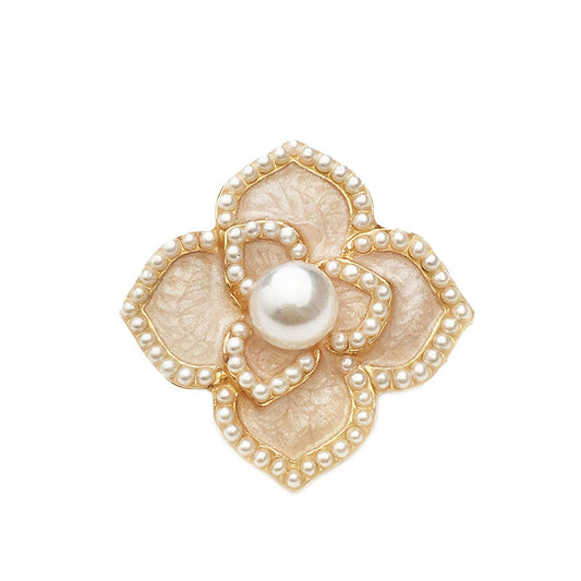 21mm 4/5-Petal Flower Pearl Metal Buttons with Shank 6pcs