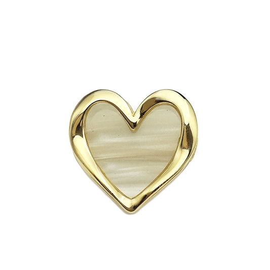 12mm Heart-Shaped Resin Metal Decorative Buttons 12pcs