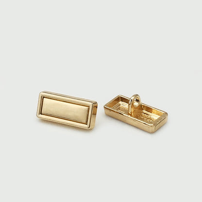 15mm Elegant Gold Rectangular Metal Buttons with Shank 20pcs