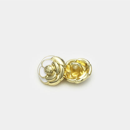 Boutons de chemise en forme de fleur dorée et blanche de 12 mm, 20 pièces