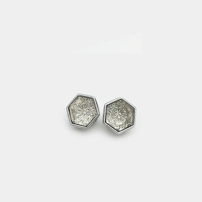 Botões Hexagonais em Ouro e Prata com Diamantes de 12mm - 20pcs