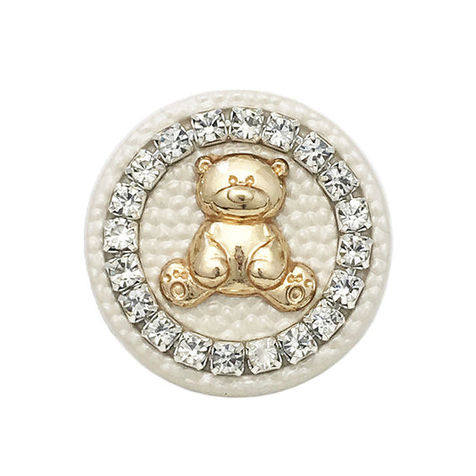 Boutons en métal rose en forme d'ours avec diamant, cartoon, 25 mm, 12 pièces