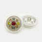 25mm Round Transparent Vintage Cross Metal-Resin Buttons 12pcs