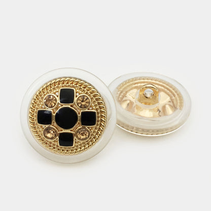 25mm Round Transparent Vintage Cross Metal-Resin Buttons 12pcs