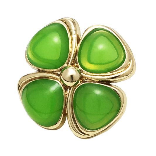 17.5/20/22.5mm Four-Leaf Clover Cat's-Eye Stone Metal Buttons 12pcs