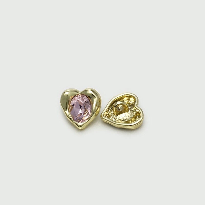 Botones de puño en forma de corazón de diamante metálico rosa de 12 mm para cárdigans de punto, 20 piezas