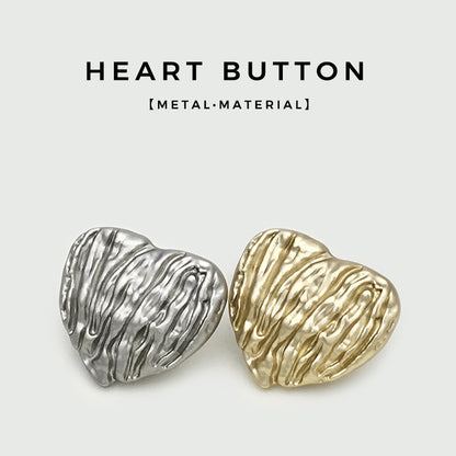 Vertical Stripe Heart-Shaped Metal Buttons for Knitted Sweaters 20pcs