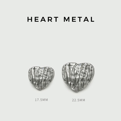 Botones de metal en forma de corazón con rayas verticales para suéteres de punto 20 piezas