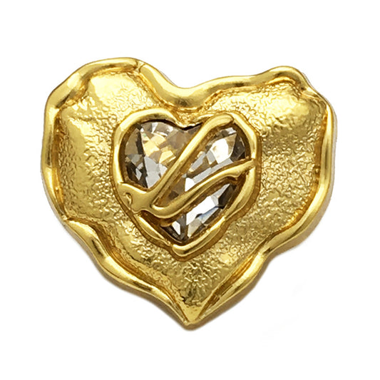 17.5/22.5mm Gold Silver Heart-Shaped Diamond Buttons for Women's Coats 10pcs