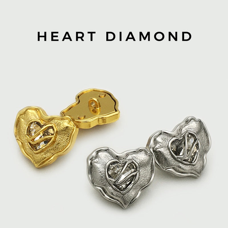 Pulsanti a forma di cuore in diamante oro argento 17,5/22,5 mm per cappotti da donna 10 pezzi