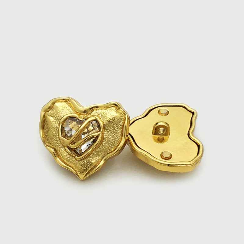 Pulsanti a forma di cuore in diamante oro argento 17,5/22,5 mm per cappotti da donna 10 pezzi