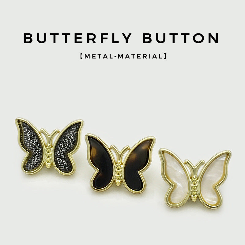 20mm Vintage 3D Butterfly Metal Buttons for Women's Outerwear 12pcs