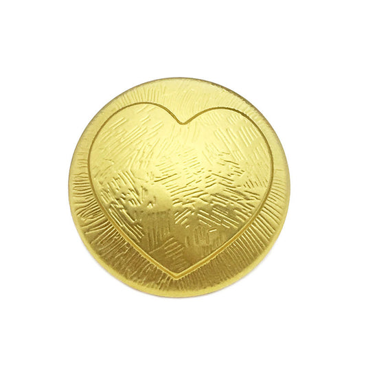 25mm Matte Gold Metal Heart-Shaped Buttons for Women's Coats 20PCS