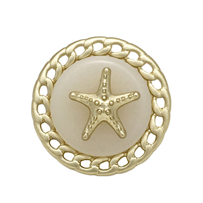 Botones de metal huecos en forma de estrella de mar circular de oro y plata, 12 piezas