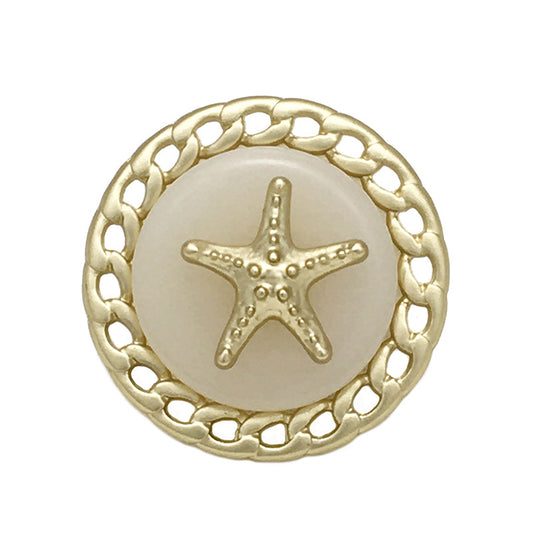 Gold Silver Circular Starfish Chain Hollow Metal Buttons 12pcs