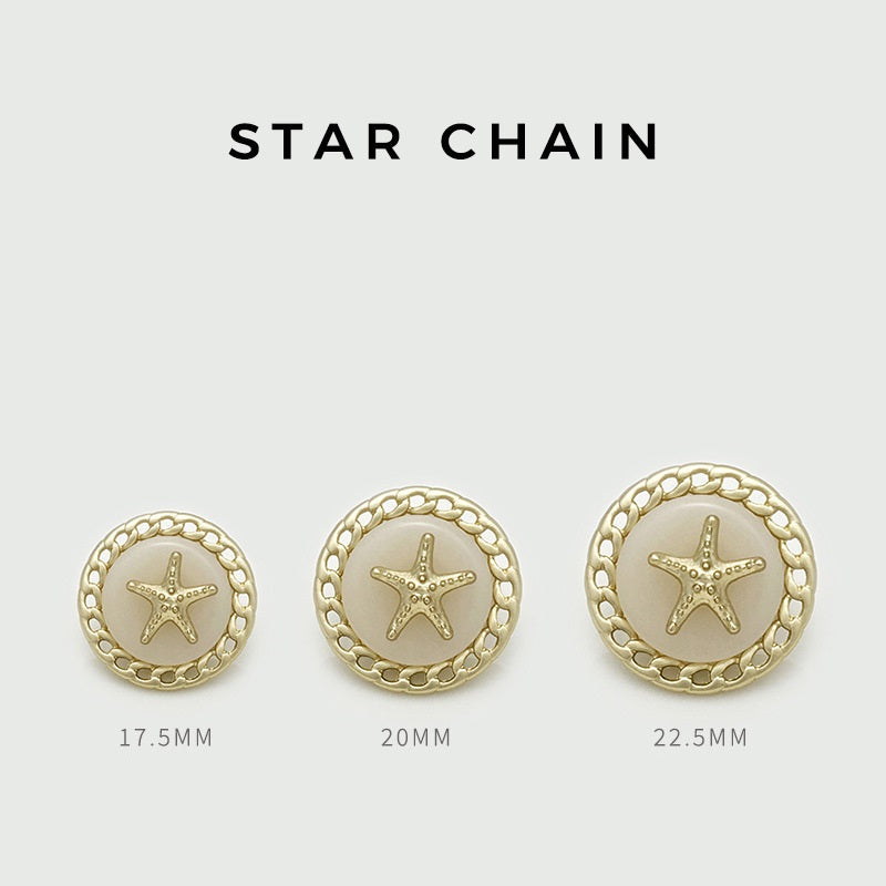 Gold Silver Circular Starfish Chain Hollow Metal Buttons 12pcs